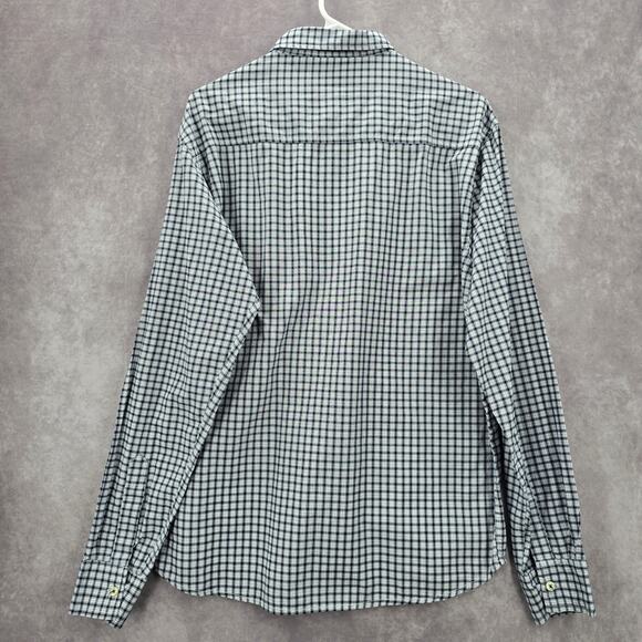White Blue Checker Plaid Button Down Long Sleeve Mens Shirt XL Extra Large - Picture 2 of 5